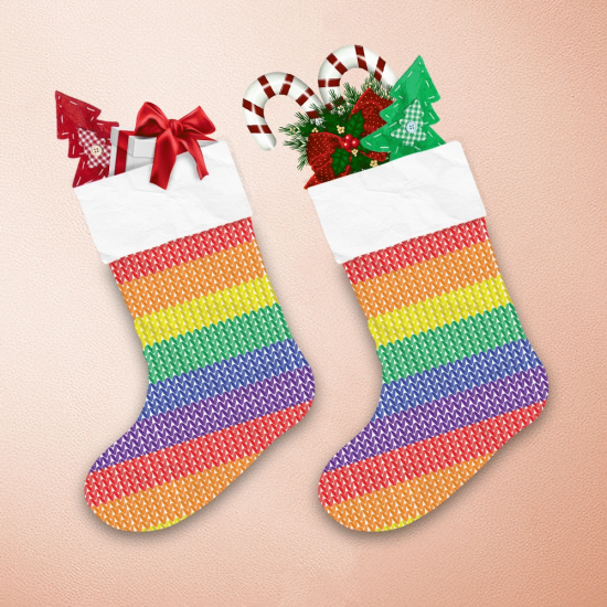 Christmas With Rainbow Knitted Flag Lgbt Christmas Stocking 1