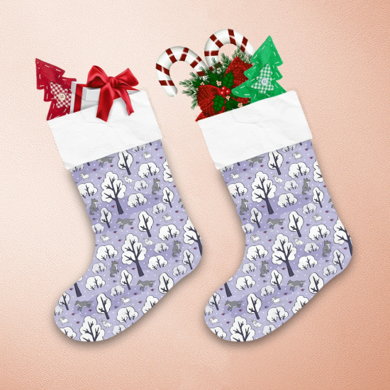 Christmas With The Image Of A Cute Forest Wolf Christmas Stocking 1