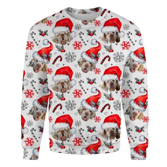 Clumber Spaniel Xmas Decor Ugly Christmas Sweatshirt Animal Dog Cat Sweater Unisex