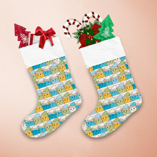 Colored Gnomes Cartoon Characters Doodle Pattern Christmas Stocking 1