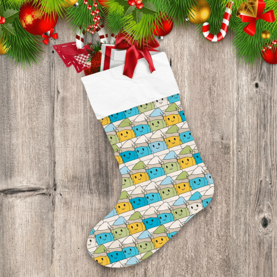 Colored Gnomes Cartoon Characters Doodle Pattern Christmas Stocking