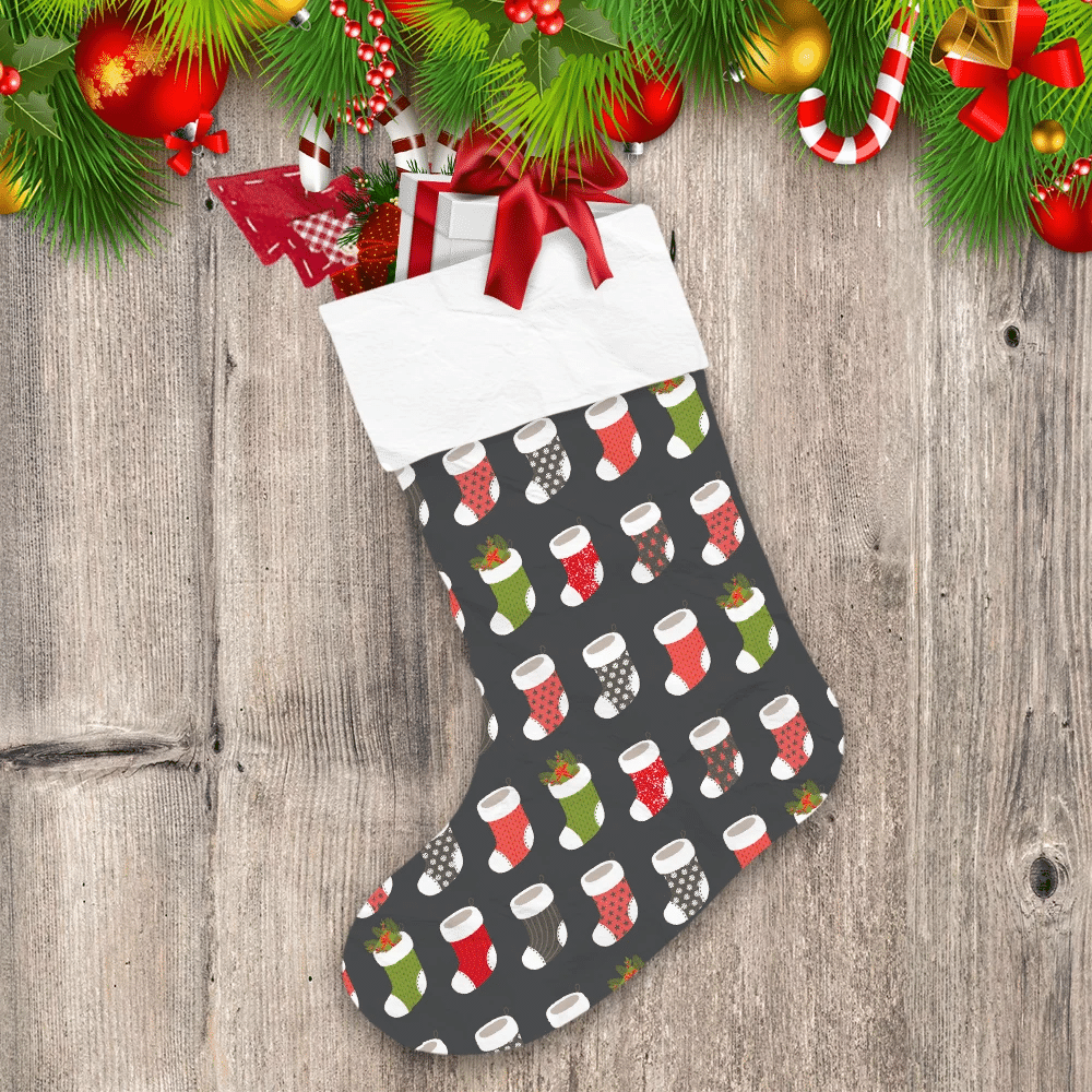 Colorful Christmas Sock On Gray Background Christmas Stocking