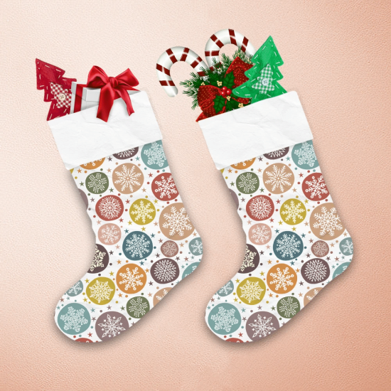 Colorful Circle With Snowflakes Hand Drawn Pattern Christmas Stocking 1
