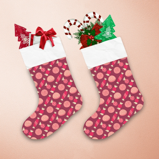 Cool Design Pink Candy Jelly And Cake Illustration Christmas Stocking 1
