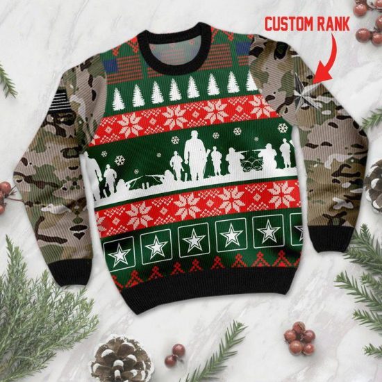 Custom Rank Us Army Christmas Sweatshirt 1