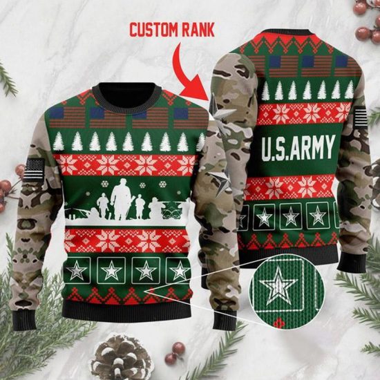 Custom Rank Us Army Christmas Sweatshirt