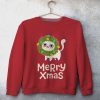 Cute Cat In Christmas Wreath Unisex All Over Print Cotton Sweatshirt