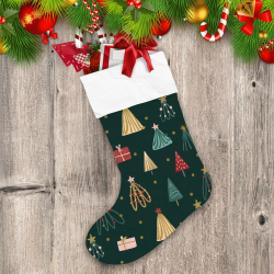 Cute Colorful Christmas Trees And Gift Boxs Christmas Stocking