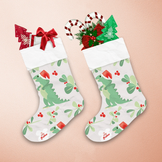 Cute Dino Wish You To Have A Very Merry Christmas Christmas Stocking 1