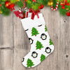 Cute Penguin And Christmas Tree With Lamps Christmas Stocking
