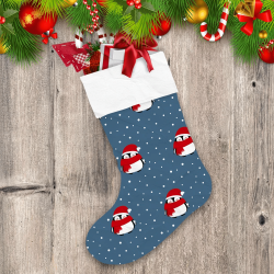 Cute Penguin In Christmas Hat And Scarf Christmas Stocking