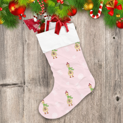 Cute Smiling Duck In Hat And Scarf Holding Gift Box Christmas Stocking