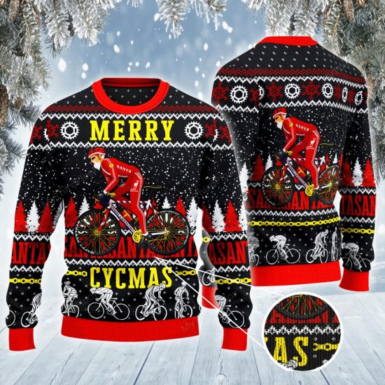 Cycling Lovers Gift Merry Cycmas All Over Print Sweatshirt