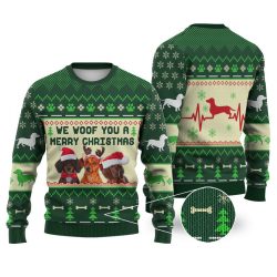 Dachshund Dog We Woof You A Merry Christmas Sweater Christmas Knitted Sweater Print Fashion Sweatshirt For Everyone