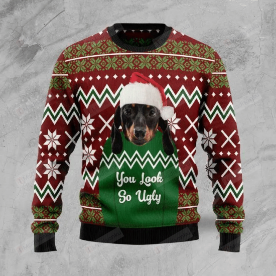 Dachshund You Look So Ugly Ugly Christmas Sweater