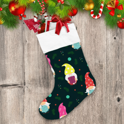 Dark Theme With Palm Leaves Gnomes And Gifts Boxes Christmas Stocking