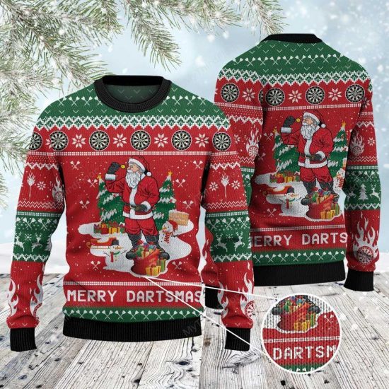 Dart Lovers Gift Merry Dartsmas All Over Print Sweatshirt