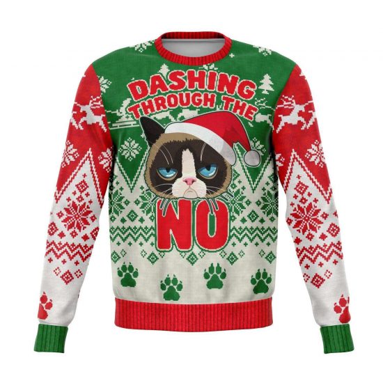 Dashing Through The No Funny Christmas Fleece Lined Fashion Sweatshirt
