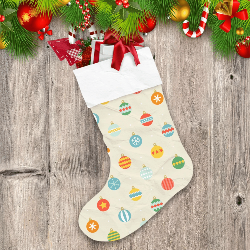 Different Vintage Style Pattern Ball With Stripe Star Snowflake Christmas Stocking