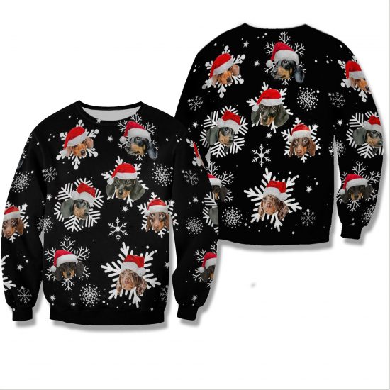 Dog Christmas Pattern Unisex All Over Print Cotton Sweatshirt