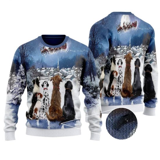 Dog Christmas Santa Claus Is Coming Ugly Sweaters
