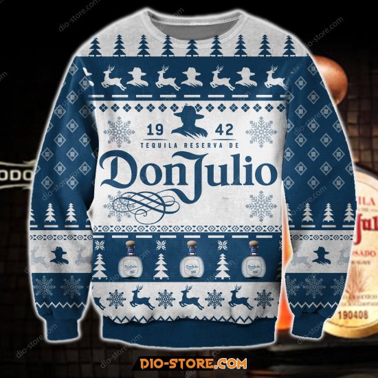 Don Julio Knitting Pattern 3D Print Ugly Christmas Sweatshirt