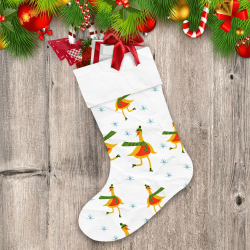 Duck On Skates And Snowflakes White Background Christmas Stocking