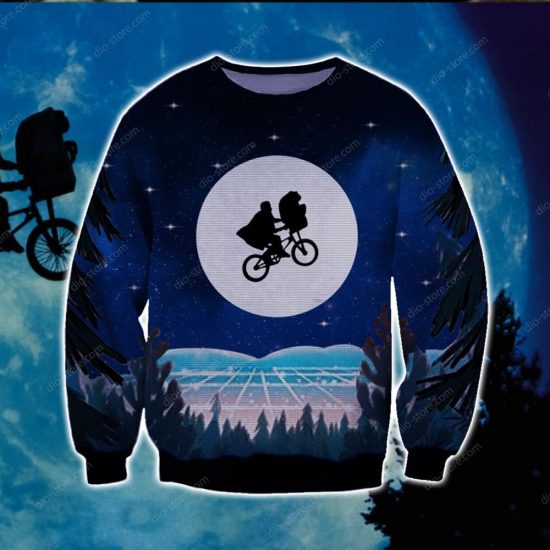 E.T. The Extra Terrestrial Knitting Pattern 3D Print Ugly Christmas Sweatshirt