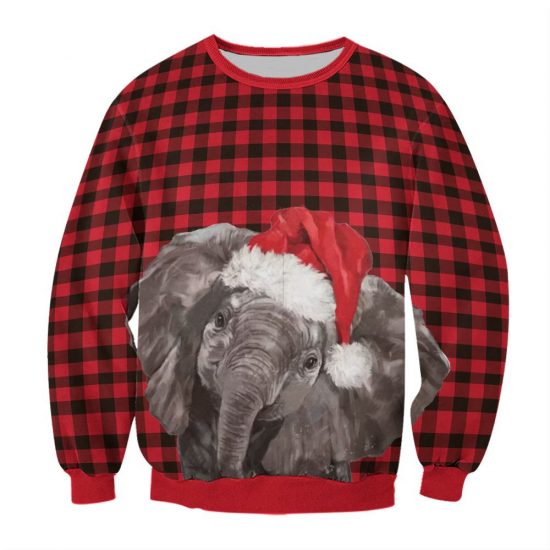 Elephant Christmas Unisex All Over Print Cotton Sweatshirt