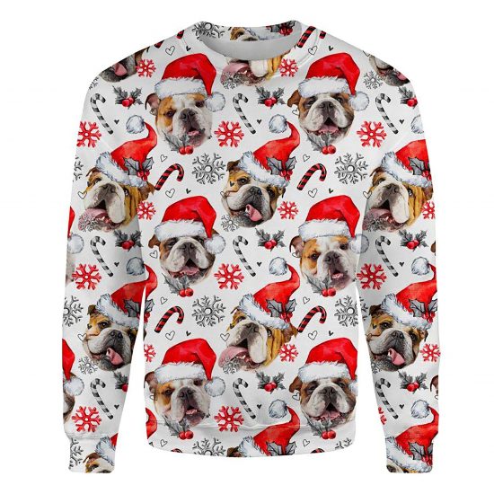 English Bulldog Xmas Decor Ugly Christmas Sweatshirt Animal Dog Cat Sweater Unisex