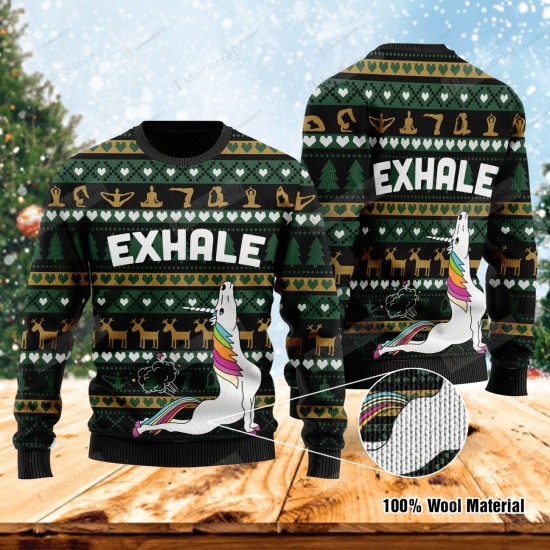 Exhale Yoga Ugly Christmas Sweater