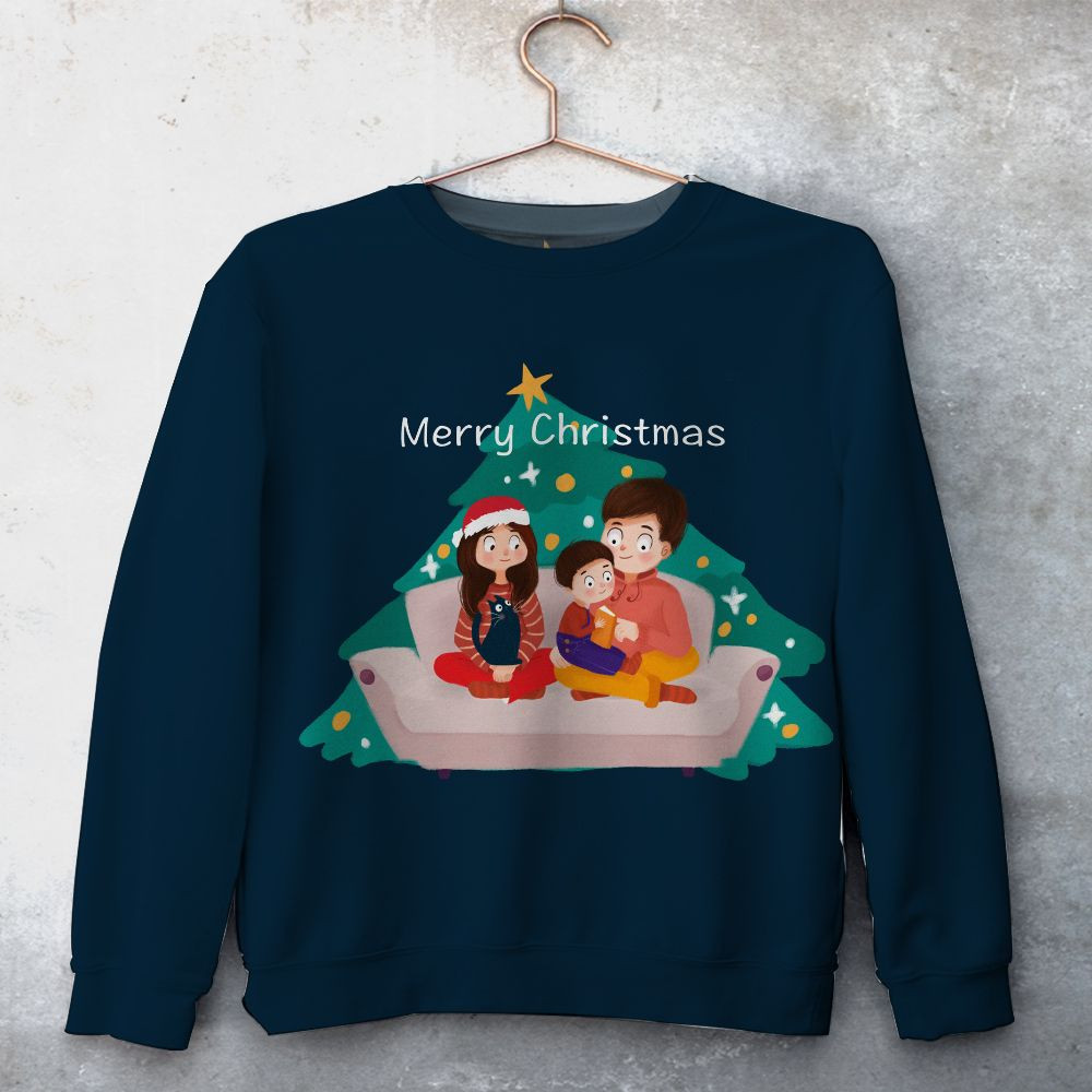 Family-Time-Unisex-All-Over-Print-Cotton-Sweatshirt-Merry-Christmas-Cotton-Sweatshirt Family Time Unisex All Over Print Cotton Sweatshirt