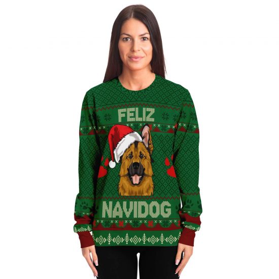 Feliz Navidog German Shepherd Ugly Christmas Sweatshirt Colins Store 4
