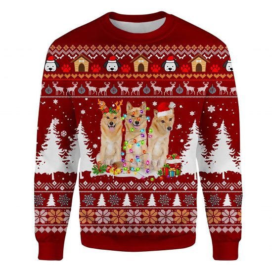 Finnish Spitz Ugly Christmas Sweatshirt Animal Dog Cat Sweater Unisex