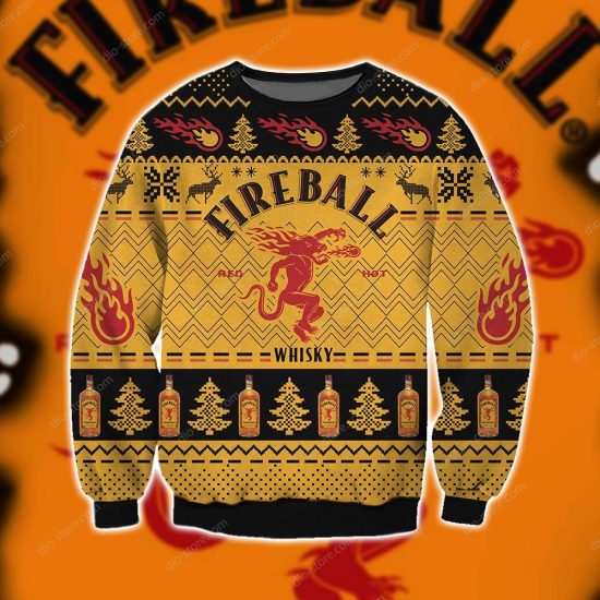 Fireball Cinnamon Whisky Knitting Pattern 3D Print Ugly Sweatshirt