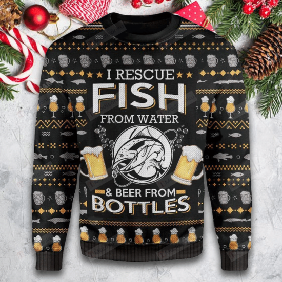 Fish And Beer Ugly Christmas Sweater