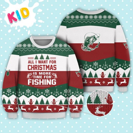 Fishing All I Want For Christmas Sweater Knitted Sweater Print Fashion Sweatshirt For Everyone 1