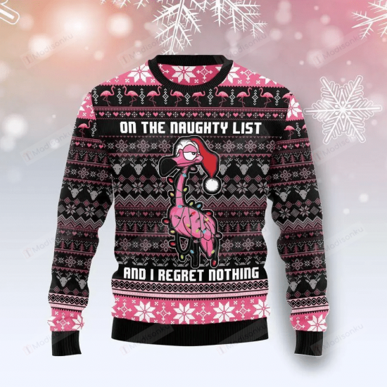 Flamingo Naughty List Ugly Christmas Sweater