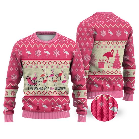 Flamingo Reindeer Christmas Sweater Christmas Knitted Sweater Print Fashion Sweatshirt For Everyone