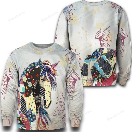 Floral Horse Ugly Christmas Sweater