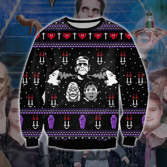 Franklinstein- The Addams Family Knitting Pattern 3D Print Ugly Sweatshirt