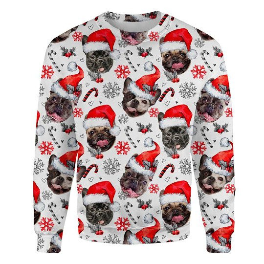 French Bulldog Xmas Decor Ugly Christmas Sweatshirt Animal Dog Cat Sweater Unisex
