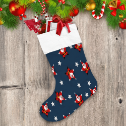 Funny Five Star Santa Claus On Navy Background Xmas Gift Christmas Stocking