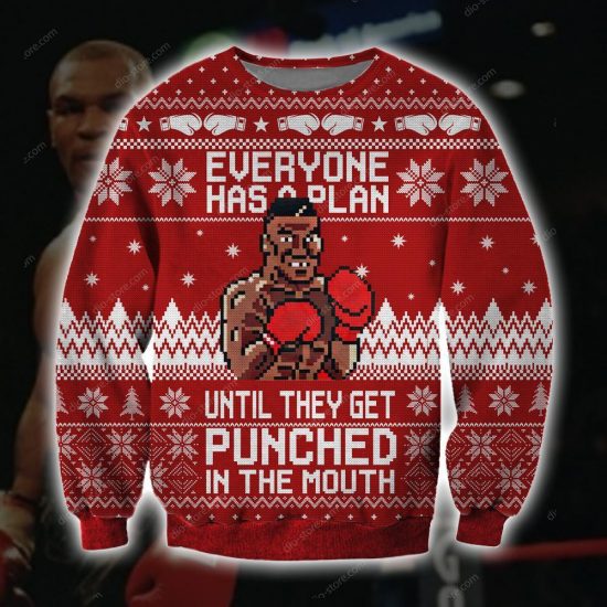 Funny Mike Tyson Knitting Pattern 3D Print Ugly Christmas Sweatshirt