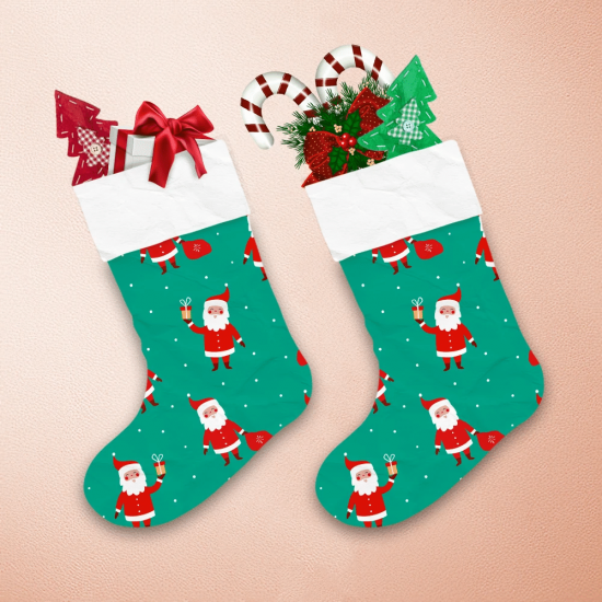 Funny Santa Claus With A Bag Of Gifts Christmas Cartoon Design Christmas Stocking 1