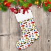 Gardening Gnome And Pumpkin House In Cartoon Style Christmas Stocking