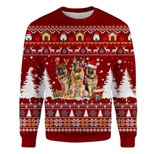 German Shepherd Ugly Christmas Sweatshirt Animal Dog Cat Sweater Unisex