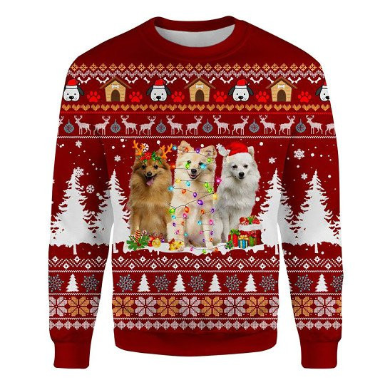 German Spitz Ugly Christmas Sweatshirt Animal Dog Cat Sweater Unisex