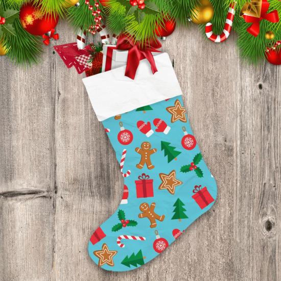 Gingerbread Man Cand Gift Christmas Tree Mistletoe Gloves Christmas Stocking