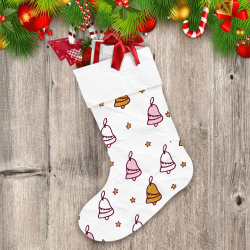 Glitter Gold And Passtel Pink Bells And Stars Christmas Stocking